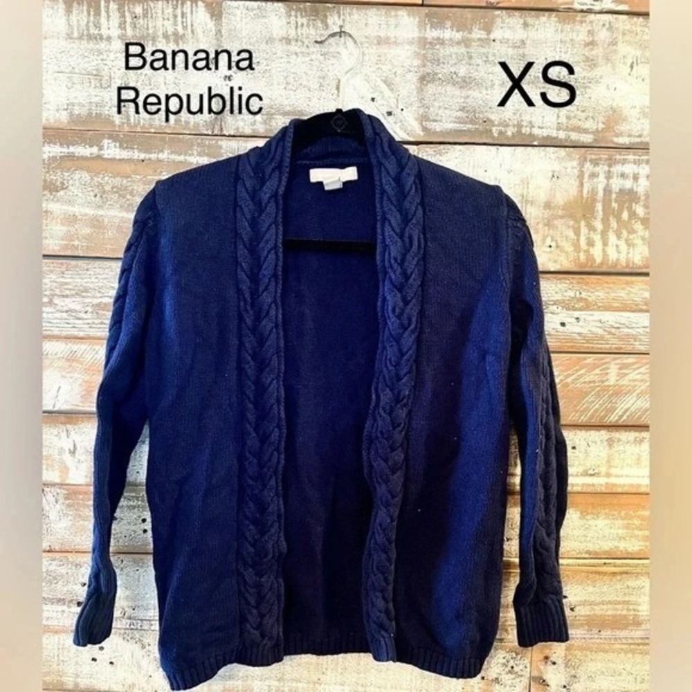 banana republic womens long sleeved blue cardigan sweater XL‎